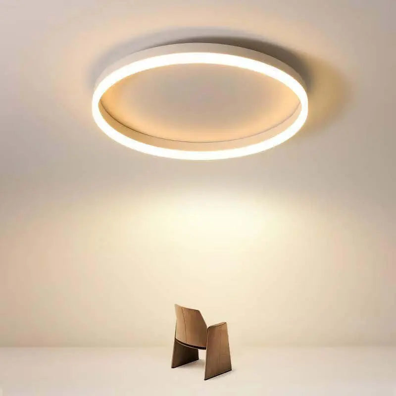 Nordic Minimalist Circle Ring Iron Acrylic LED Flush Mount Ceiling Light Cuvalon