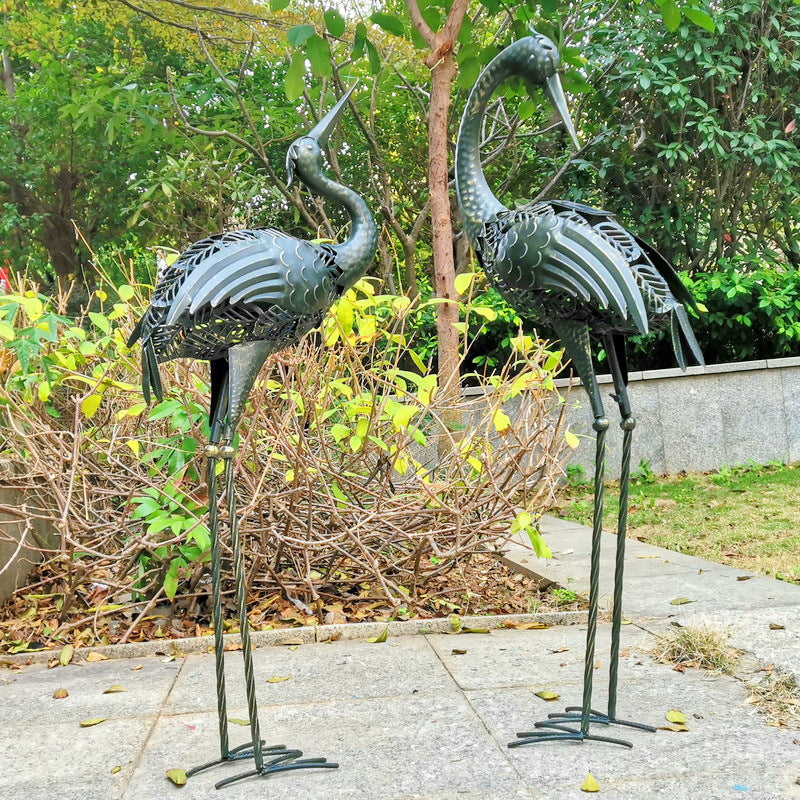 Contemporary Creative Iron Animal Crane LED Solar Waterproof Lawn Landscape Light For Outdoor Patio Cuvalon