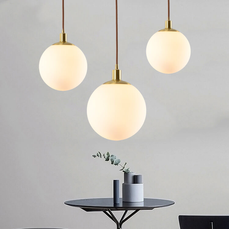 Nordic Minimalist White Orb 1-Light Pendant Light Cuvalon