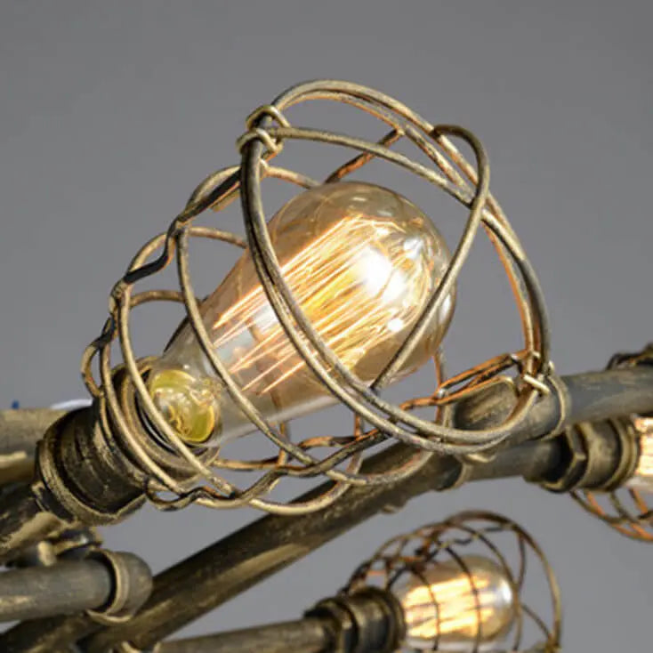 Industrial Vintage Water Pipe Round Iron 4/6/8 Light Flush Mount Ceiling Light Cuvalon
