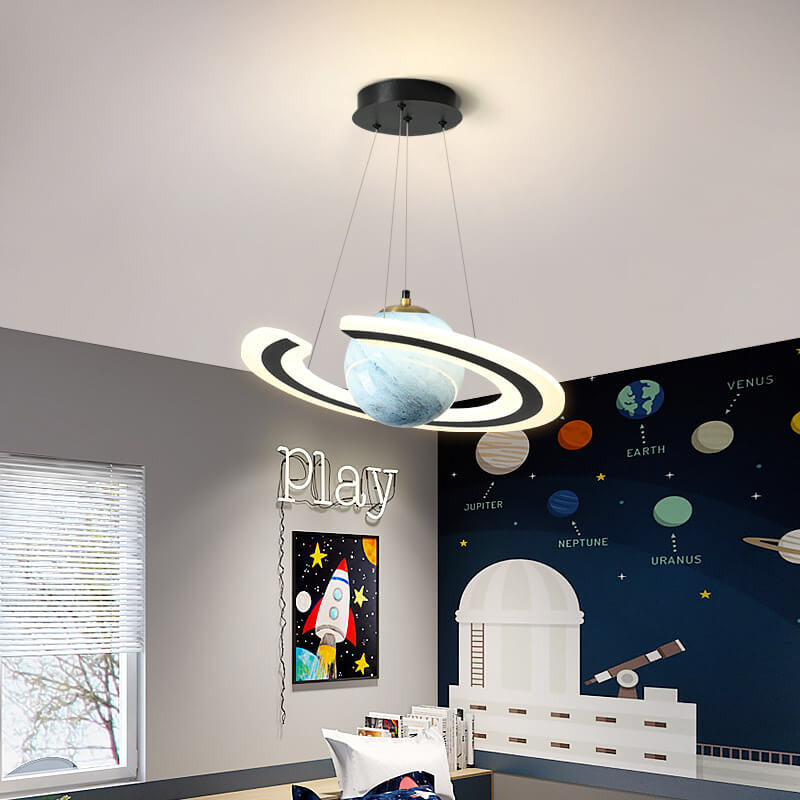 Modern Creative Space Planet Circle Kids LED Chandelier Cuvalon