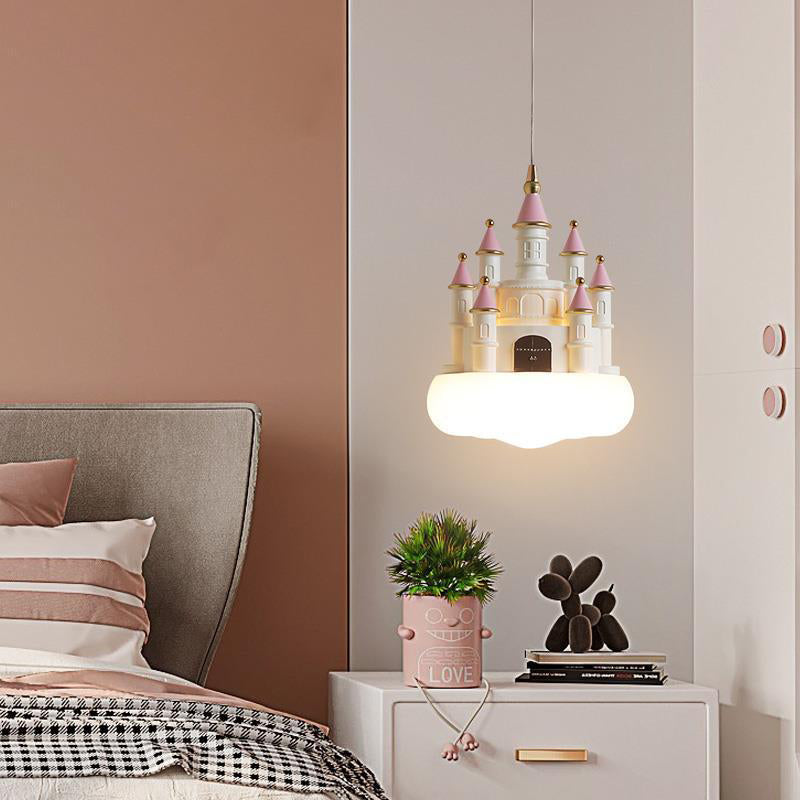 Contemporary Nordic Kids Resin PVC PE Castle 1-Light Pendant Light For Bedroom Cuvalon