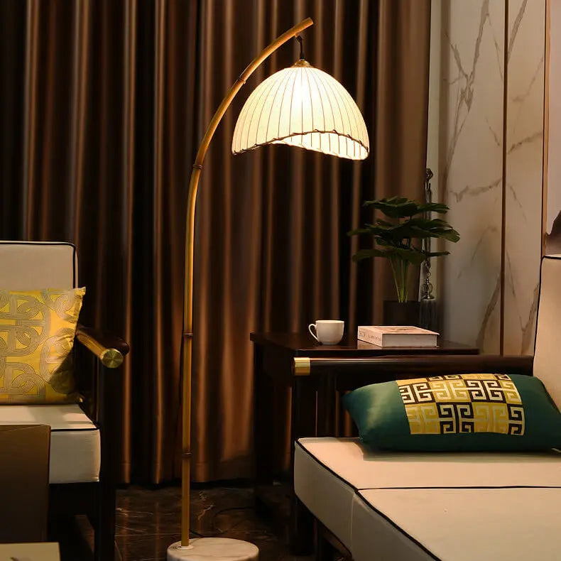 Retro Zen Simulation Bamboo Pole 1-Light Standing Floor Lamp Cuvalon