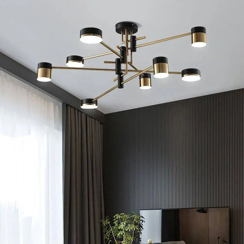 Modern Minimalist Black Gold Balanced 4-8 Light Semi-Flush Mount Light Cuvalon