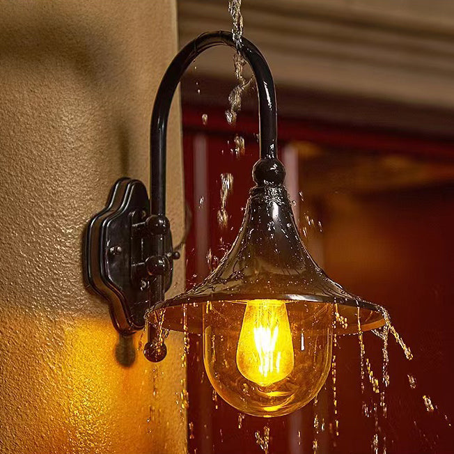 Contemporary Industrial Aluminum Horn Shape 1-Light Wall Sconce Lamp For Outdoor Patio Cuvalon