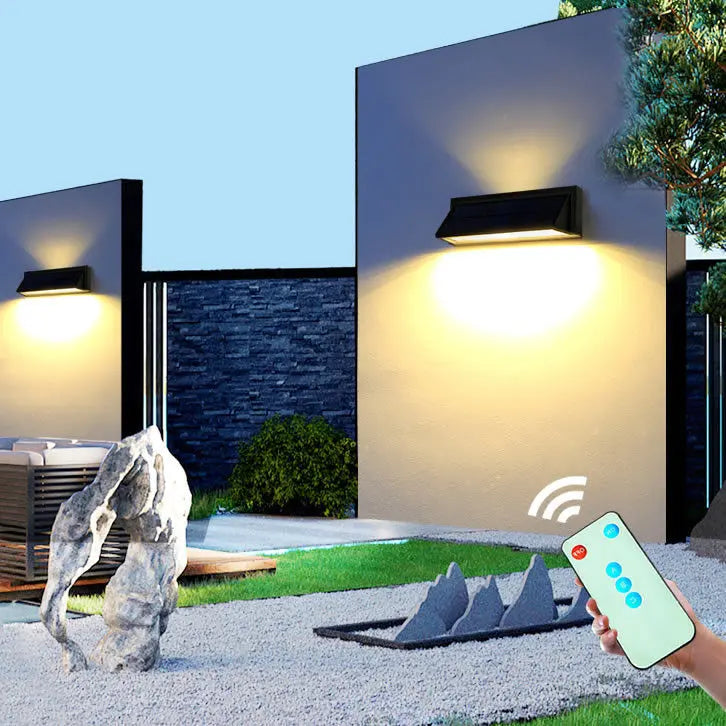 Outdoor Solar Waterproof Rectangular Slant LED Patio Wall Sconce Lamp Cuvalon
