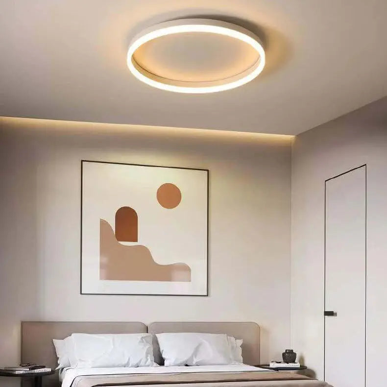 Nordic Minimalist Circle Ring Iron Acrylic LED Flush Mount Ceiling Light Cuvalon