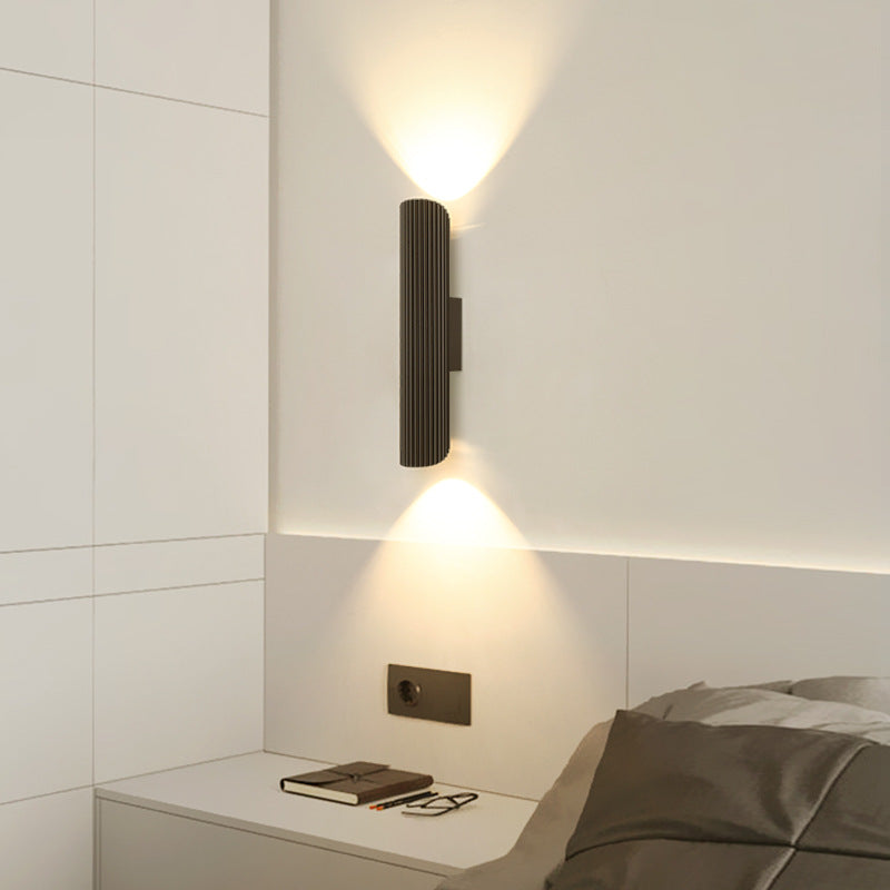 Modern Minimalist Cylinder Stripe Iron Aluminum LED Wall Sconce Lamp For Bedroom Cuvalon