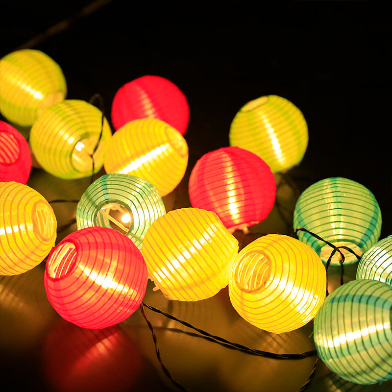 Modern Art Deco Solar Waterproof Fabric Lantern Ball LED String Lights Outdoor Landscape Lights For Outdoor Patio Cuvalon