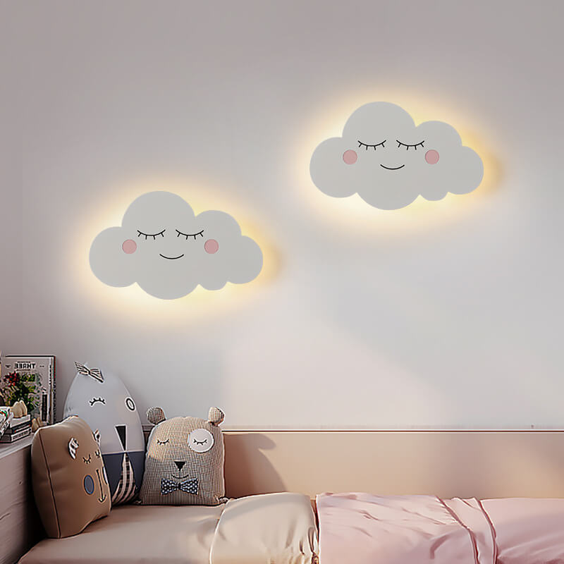 Nordic Creative Clouds Iron Emoji LED Kids Wall Sconce Lamp Cuvalon