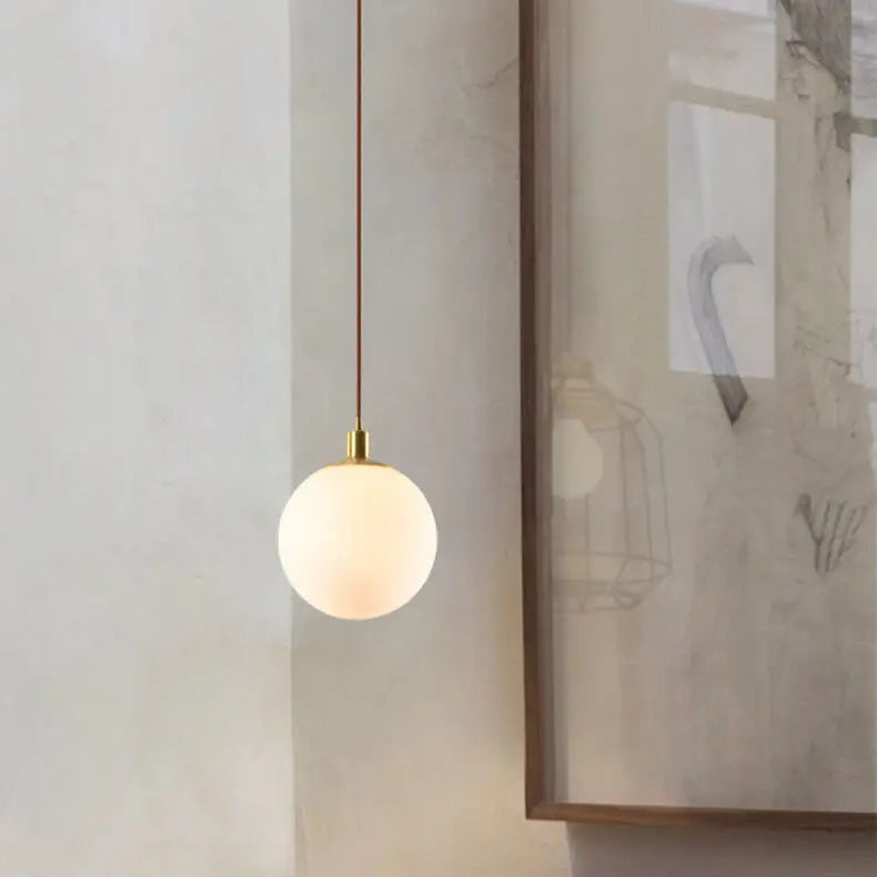 Nordic Minimalist White Orb 1-Light Pendant Light Cuvalon