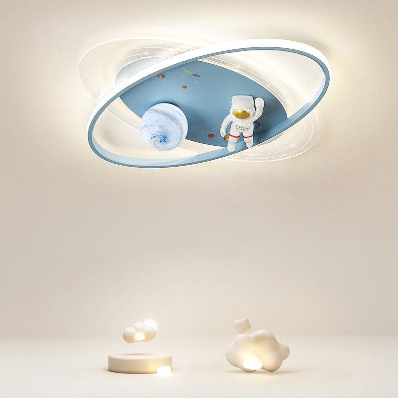 Children Creative Cartoon Astronaut Moon Acrylic LED Kids Flush Mount Ceiling Light Cuvalon