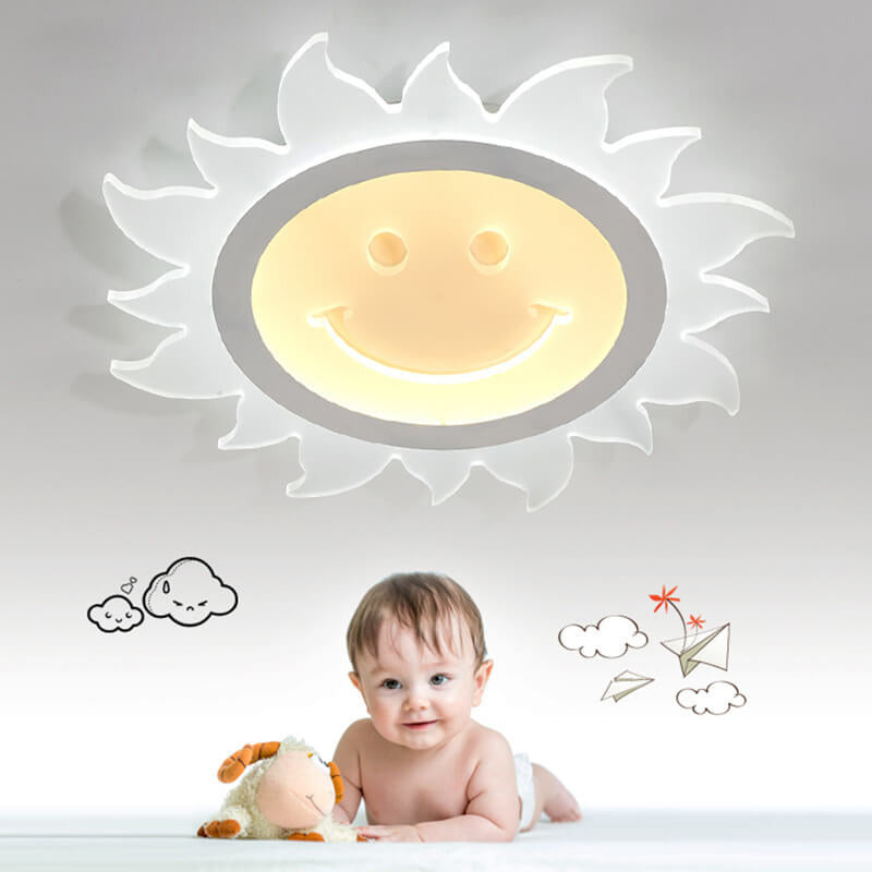 Creative Cartoon Smiley Sun LED Flush Mount Ceiling Light Cuvalon