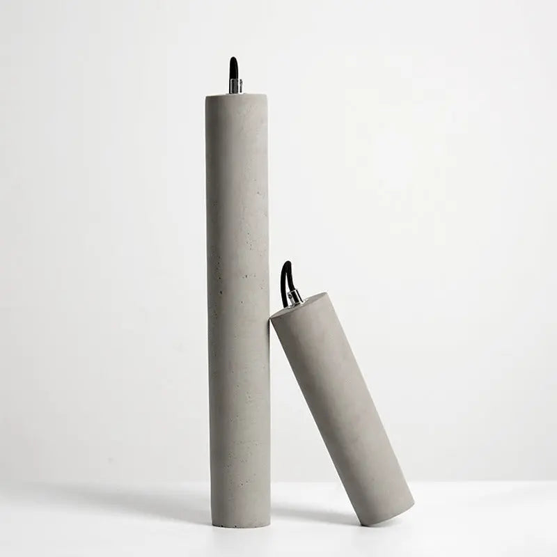 Contemporary Industrial Cylindrical Rough Texture Cement 1-Light Pendant Light For Living Room Cuvalon