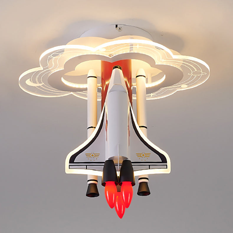 Contemporary Creative Iron Cartoon Aerospace Rocket Acrylic LED Kids Flush Mount Ceiling Light For Living Room Cuvalon