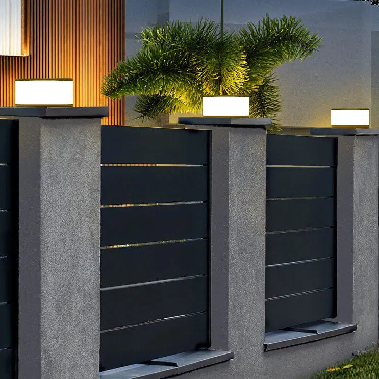 Solar Outdoor Round Column Post Head LED Waterproof Landscape Light Cuvalon