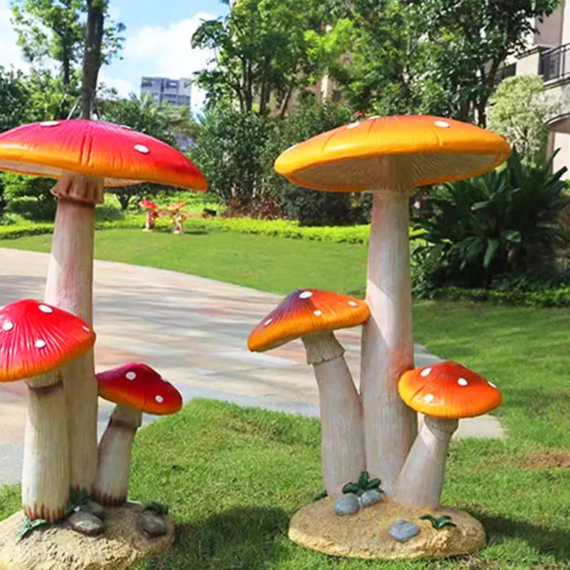 Modern Art Deco Solar Waterproof Mushroom Resin Glass Fibre LED Landscape Lighting Outdoor Light For Garden Cuvalon