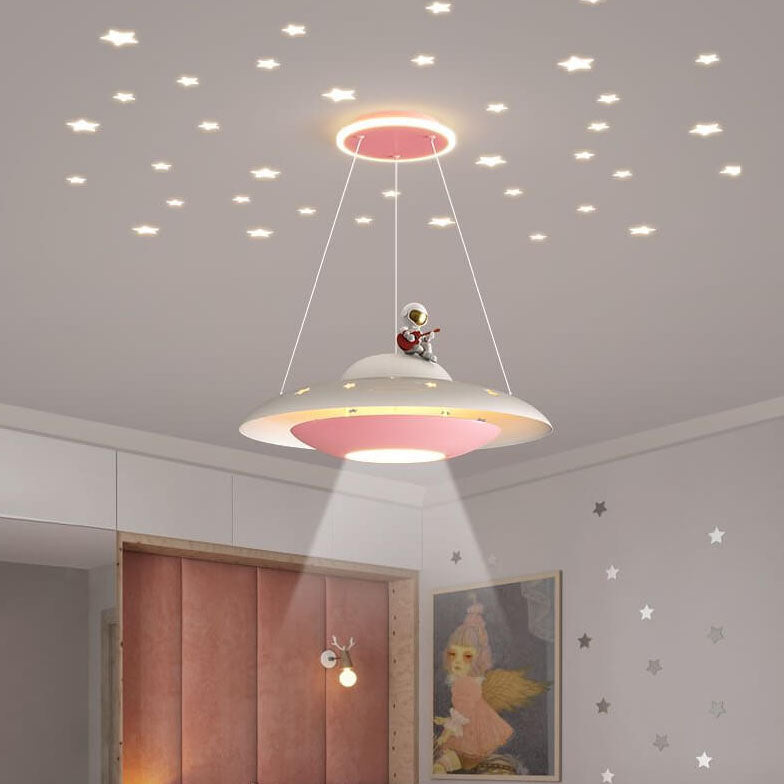 Modern Creative Flying Saucer Space Astronaut Children LED Chandelier Cuvalon