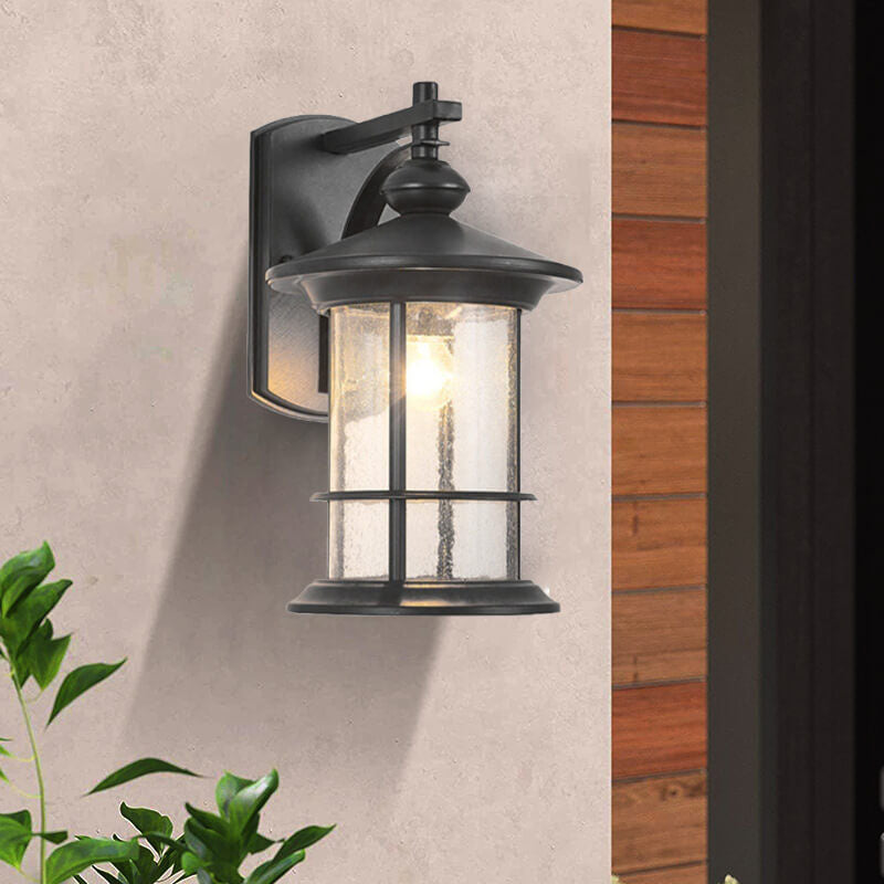 Industrial Vintage Bubble Glass Column 1-Light Outdoor Waterproof Wall Sconce Lamp Cuvalon