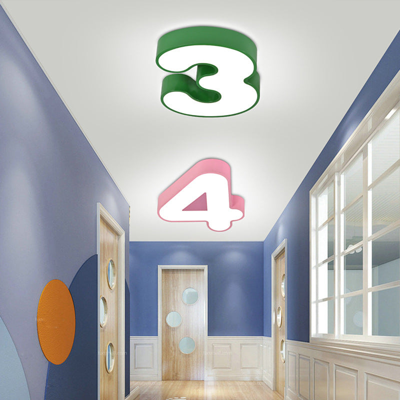 Contemporary Creative Kids Iron Number Design LED Flush Mount Ceiling Light For Bedroom Cuvalon