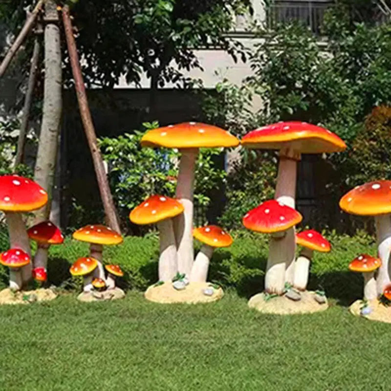 Modern Art Deco Solar Waterproof Mushroom Resin Glass Fibre LED Landscape Lighting Outdoor Light For Garden Cuvalon