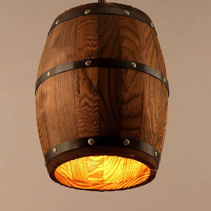 Vintage Wooden Wine Barrel 1-Light Single Barrel Pendant Light Cuvalon