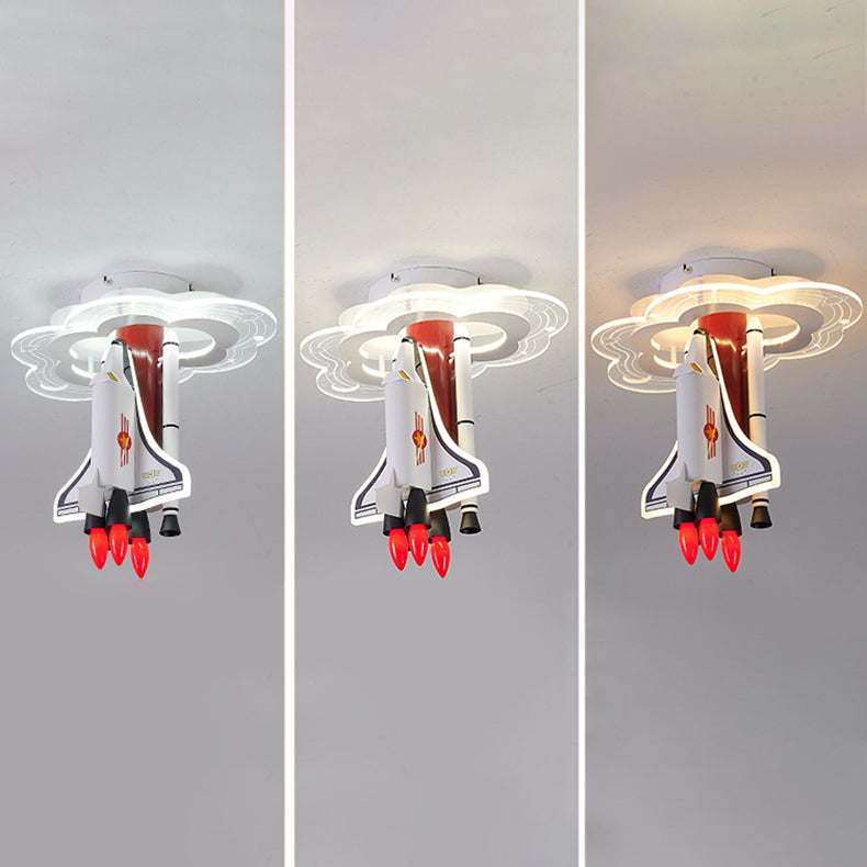 Contemporary Creative Iron Cartoon Aerospace Rocket Acrylic LED Kids Flush Mount Ceiling Light For Living Room Cuvalon