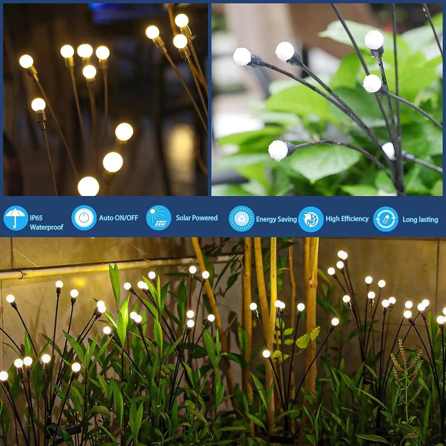 Modern Decorative Solar Firefly Waterproof ABS LED Lawn Insert Ground Outdoor Landscape Lighting Cuvalon