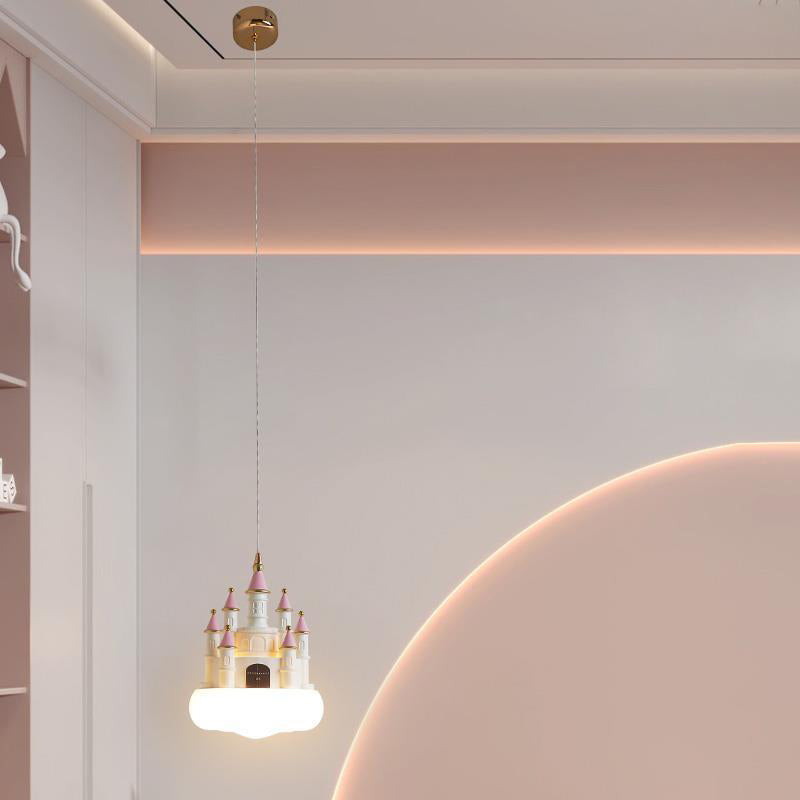 Contemporary Nordic Kids Resin PVC PE Castle 1-Light Pendant Light For Bedroom Cuvalon