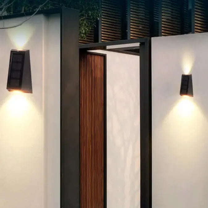 Solar Simple Trapezoid Outdoor RGB Patio LED Wall Sconce Lamp Cuvalon