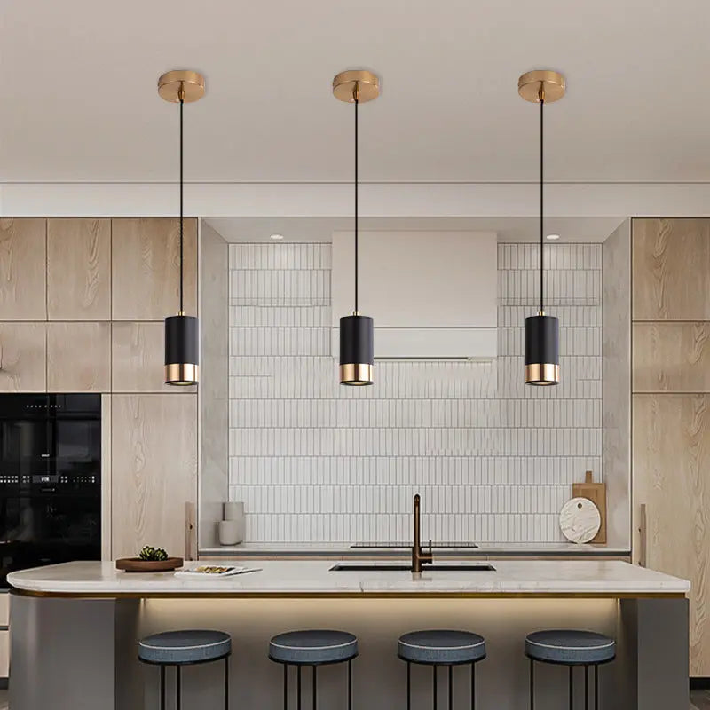 Nordic Minimalist Column Iron Mini 1-Light Pendant Light Cuvalon