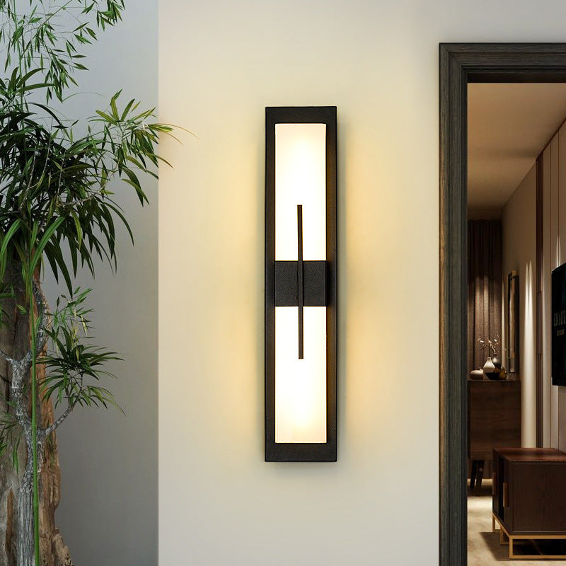 Outdoor Minimalist Rectangular Stainless Steel Acrylic LED Waterproof Wall Sconce Lamp Cuvalon