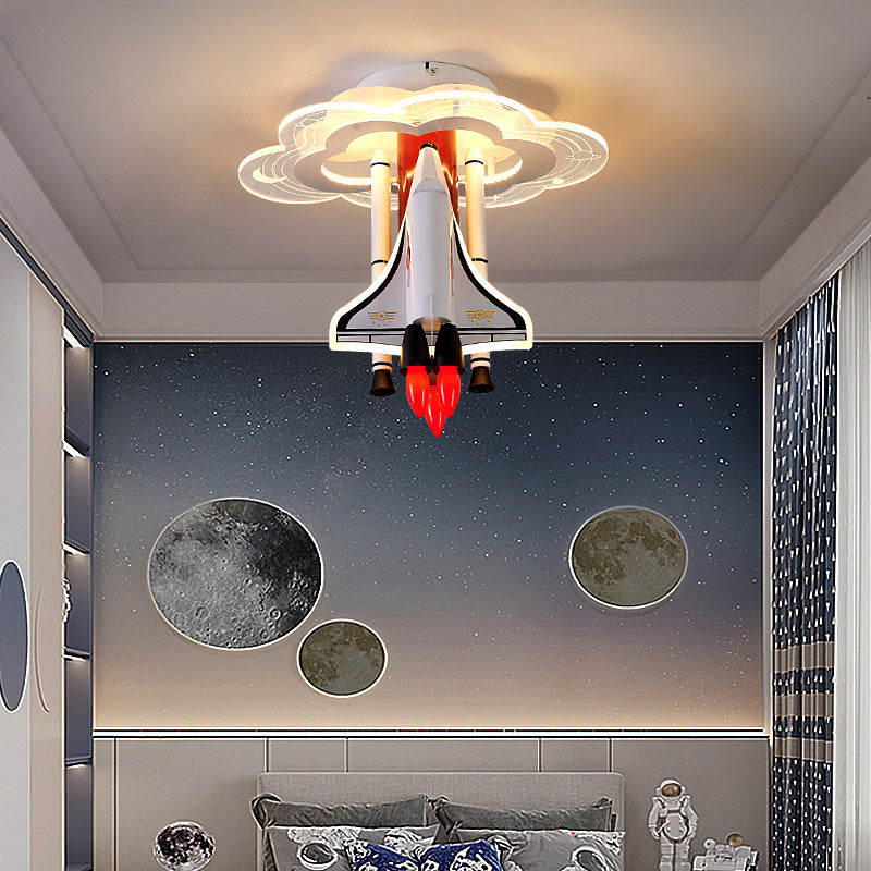 Contemporary Creative Iron Cartoon Aerospace Rocket Acrylic LED Kids Flush Mount Ceiling Light For Living Room Cuvalon
