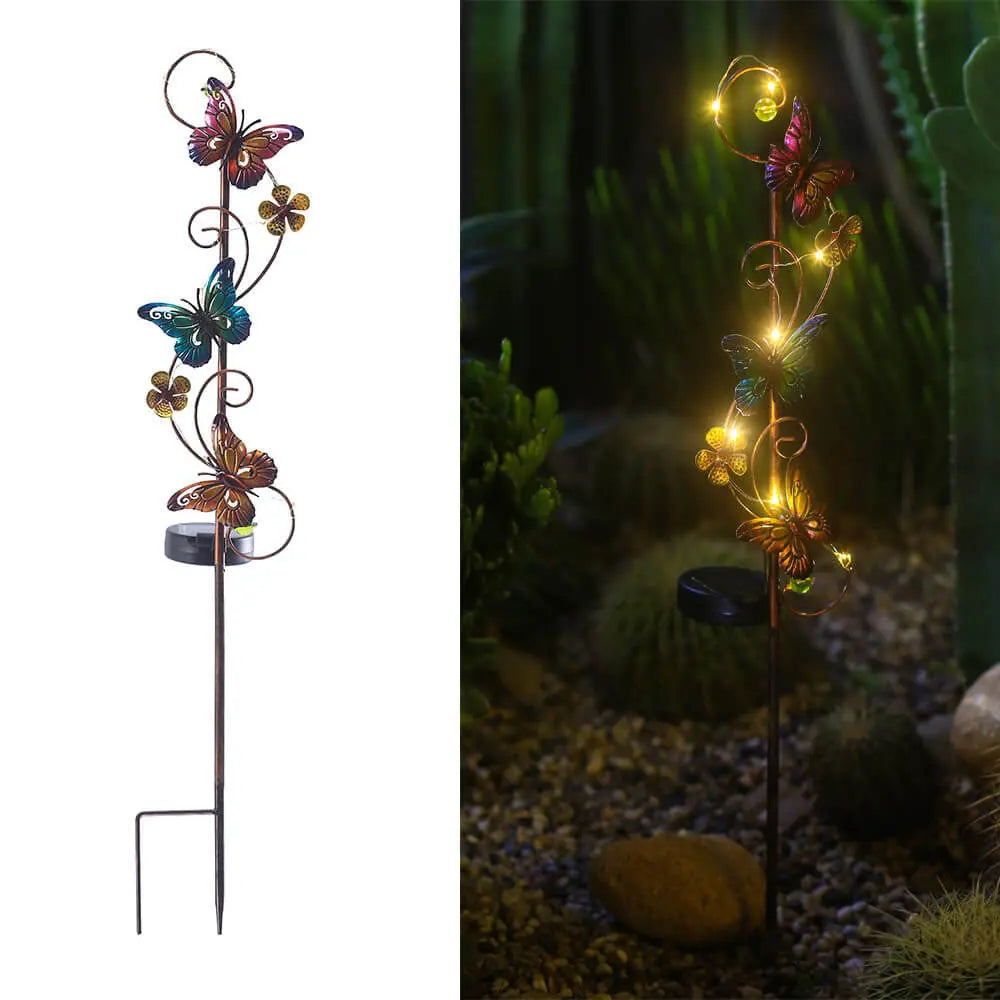 Solar Iron Hummingbird Butterfly Dragonfly Garden Lawn Landscape Light Cuvalon