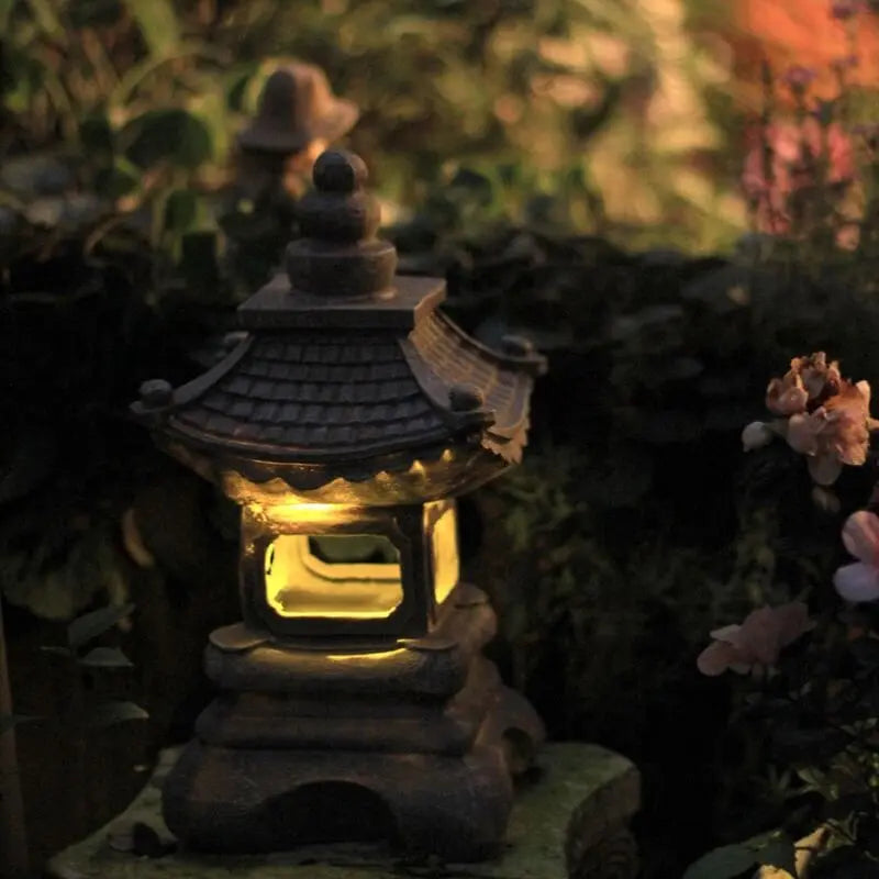 Japanese Zen Solar Waterproof Pagoda Stone LED Outdoor Garden Decoration Landscape Light Cuvalon