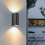 Modern Simple Outdoor Waterproof Aluminum Glass Cylinder 2-Light Wall Sconce Lamp Cuvalon