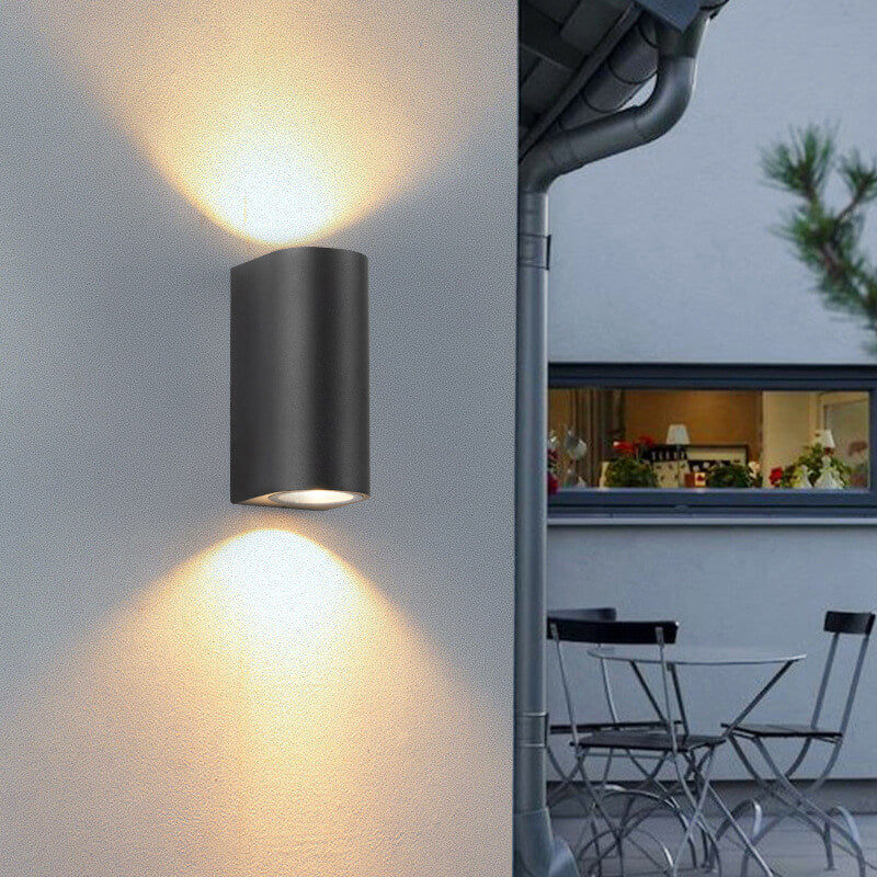 Modern Simple Outdoor Waterproof Aluminum Glass Cylinder 2-Light Wall Sconce Lamp Cuvalon