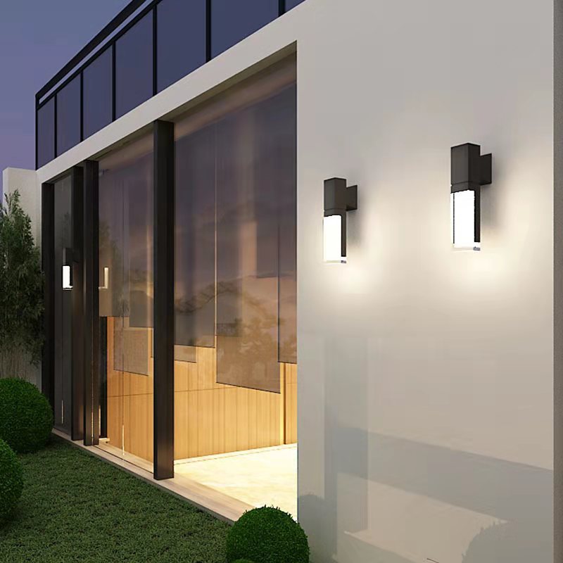 Outdoor Modern Waterproof Rectangular Column LED Wall Sconce Lamp Cuvalon