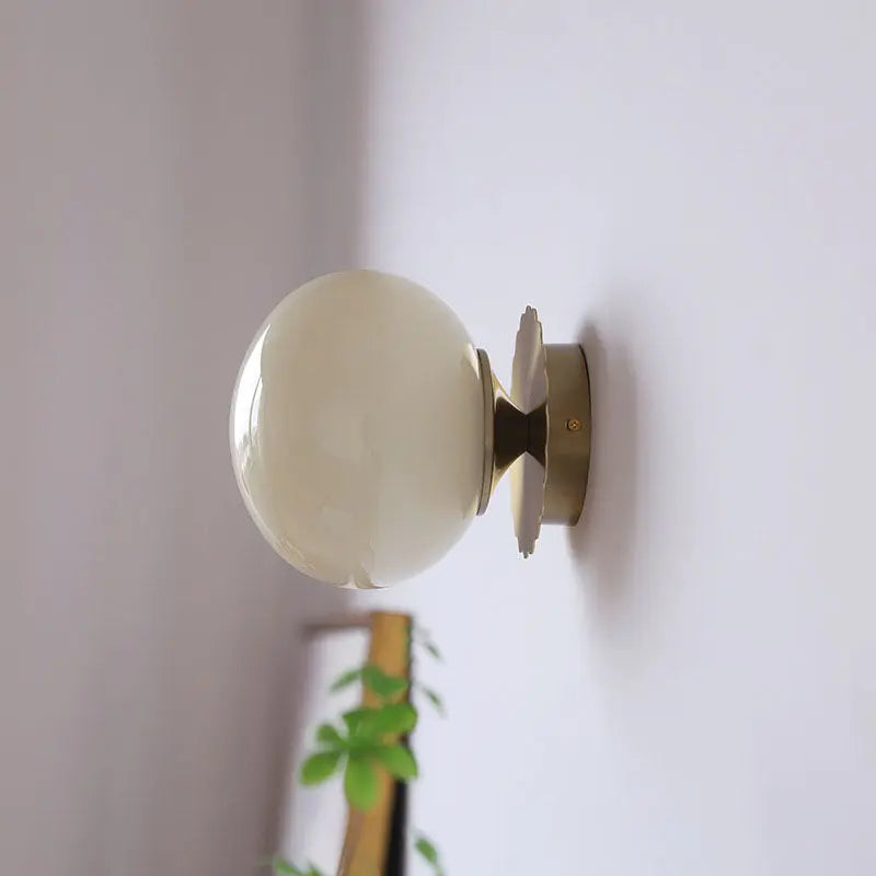 Modern Vintage Minimalist Iron Glass Round Head 1-Light Wall Sconce Lamp Cuvalon