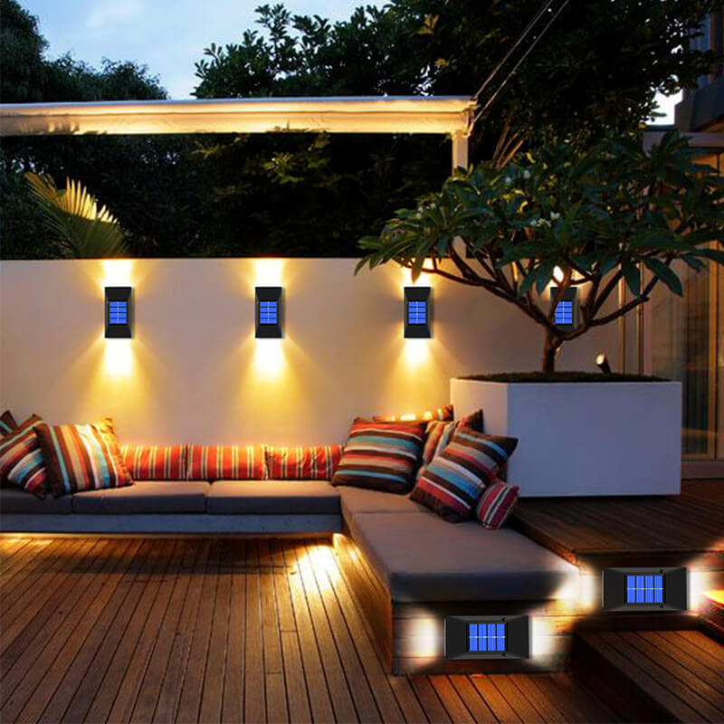 Simple Solar Waterproof Up and Down Lighted LED Wall Sconce Lamp Cuvalon