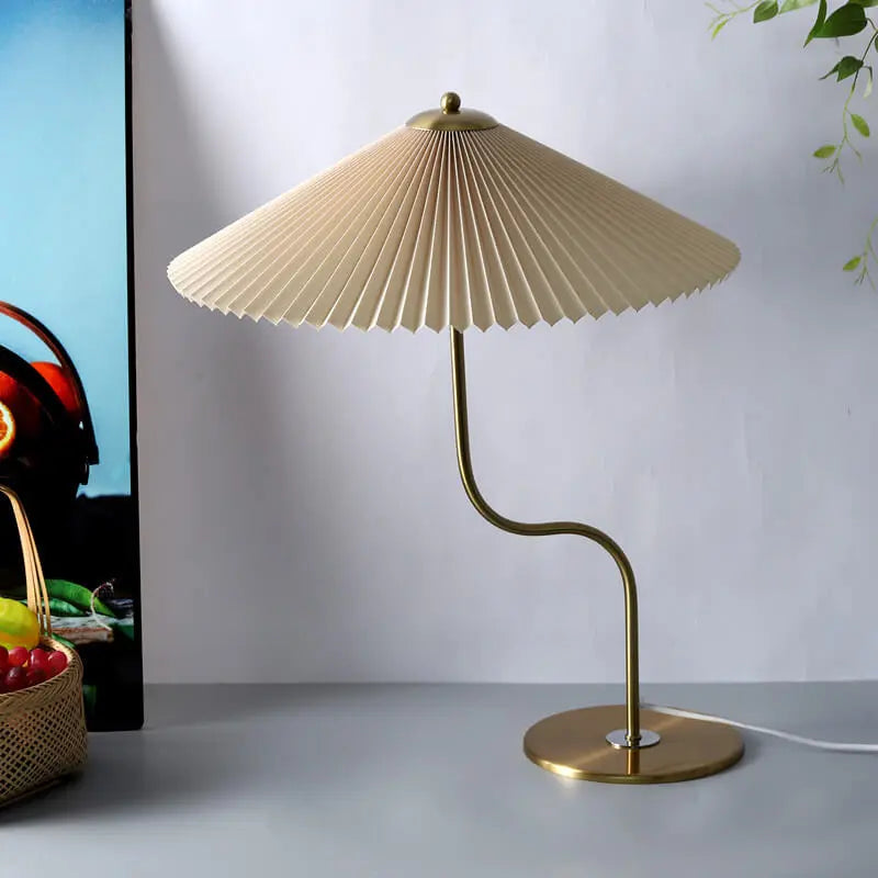 Retro Pleated Umbrella Shaped 1-Light Decorative Table Lamp Cuvalon