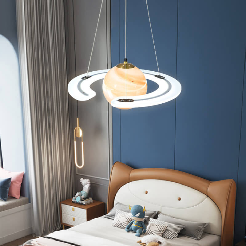 Modern Creative Space Planet Circle Kids LED Chandelier Cuvalon