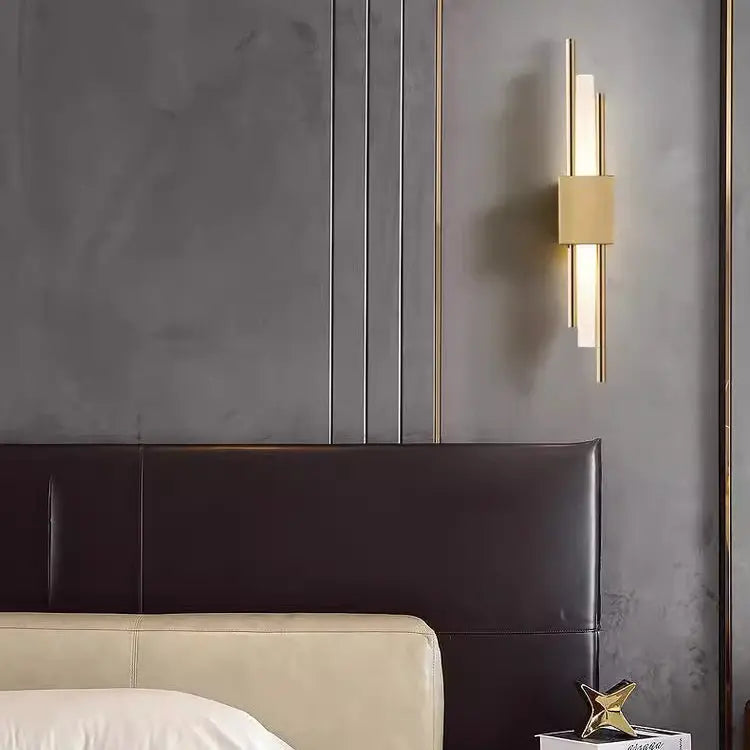 Modern Minimalist Iron Acrylic Strip LED Wall Sconce Lamp For Bedside Cuvalon