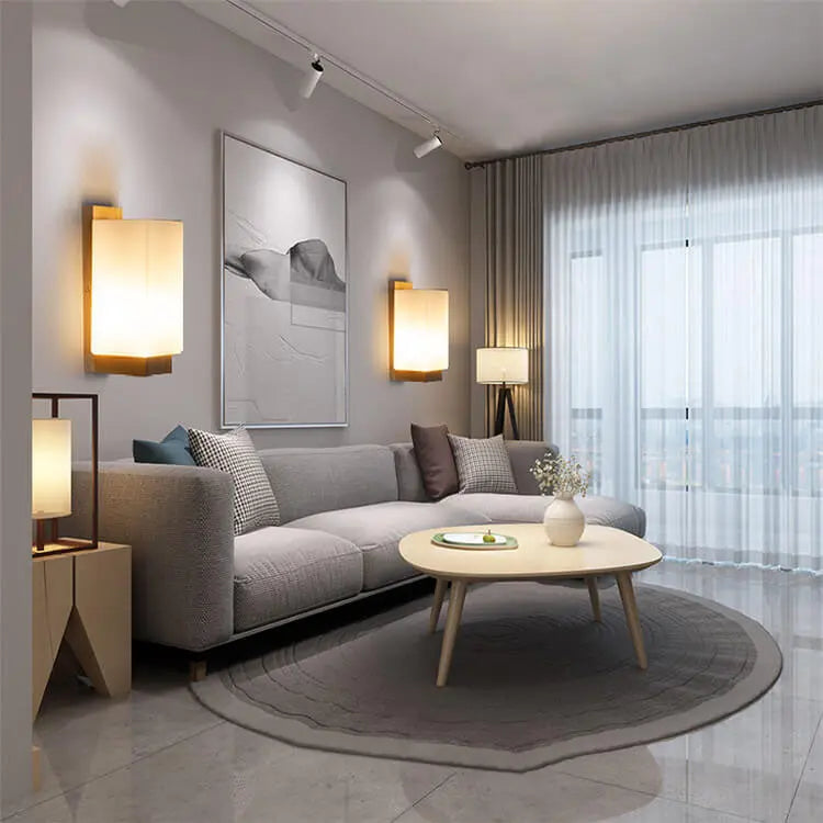 Modern Minimalist Solid Wood Square Glass Column 1-Light Wall Sconce Lamp Cuvalon