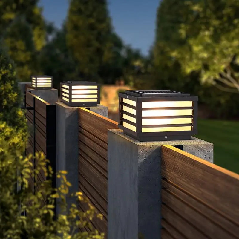 Modern Minimalist Waterproof Solar Square Aluminum PC LED Post Landscape Lighting for Garden Cuvalon