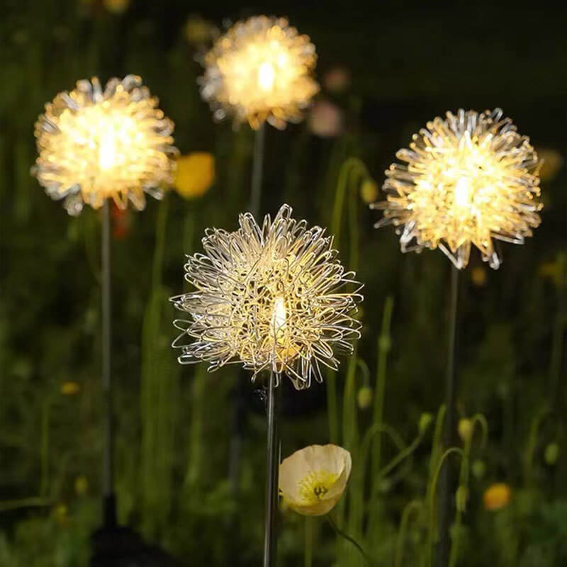Solar Dandelion Aluminum Wire Globe Light LED Outdoor Waterproof Luminous Garden Insert Ground Landscape Light Cuvalon