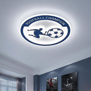 Contemporary Creative Kids Round Football Iron Acrylic LED Flush Mount Ceiling Light For Bedroom Cuvalon