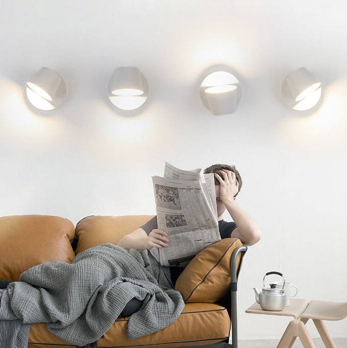 Contemporary Minimalist Dome Frosted Rotatable Aluminum LED Reading Wall Sconce Lamp For Bedroom Cuvalon