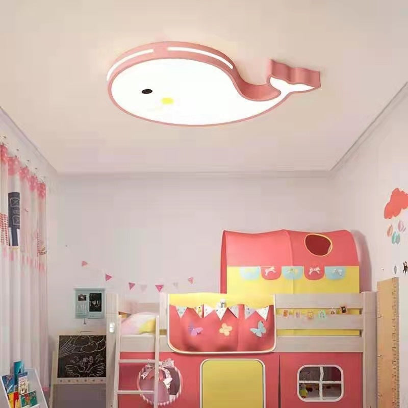 Contemporary Creative Cartoon Whale Acrylic LED Kids Flush Mount Ceiling Light For Bedroom Cuvalon