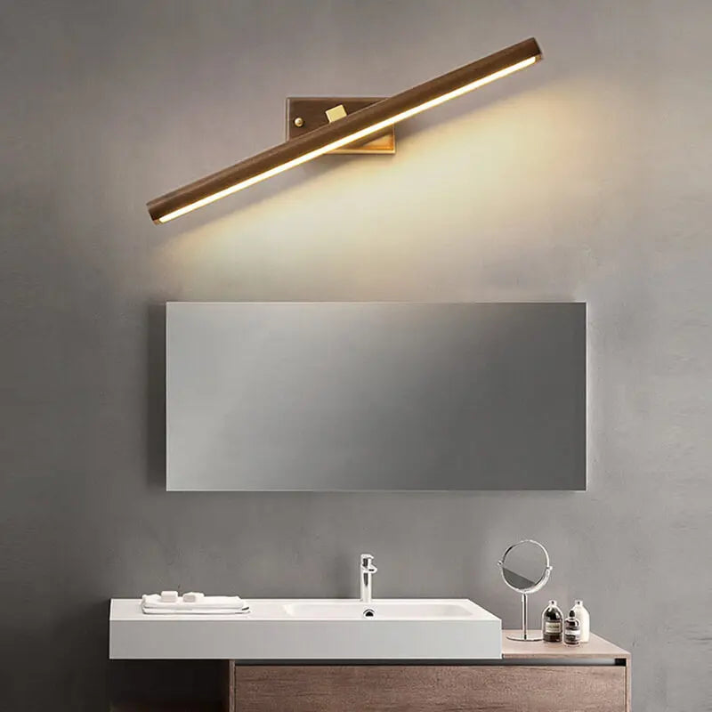 Nordic Minimalist Beechwood Copper Cylinder LED Bathroom Vanity Mirror Front Wall Sconce Lamp For Living Room & Bathroom Cuvalon